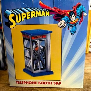 Superman Telephone Booth Salt and Pepper Shaker.